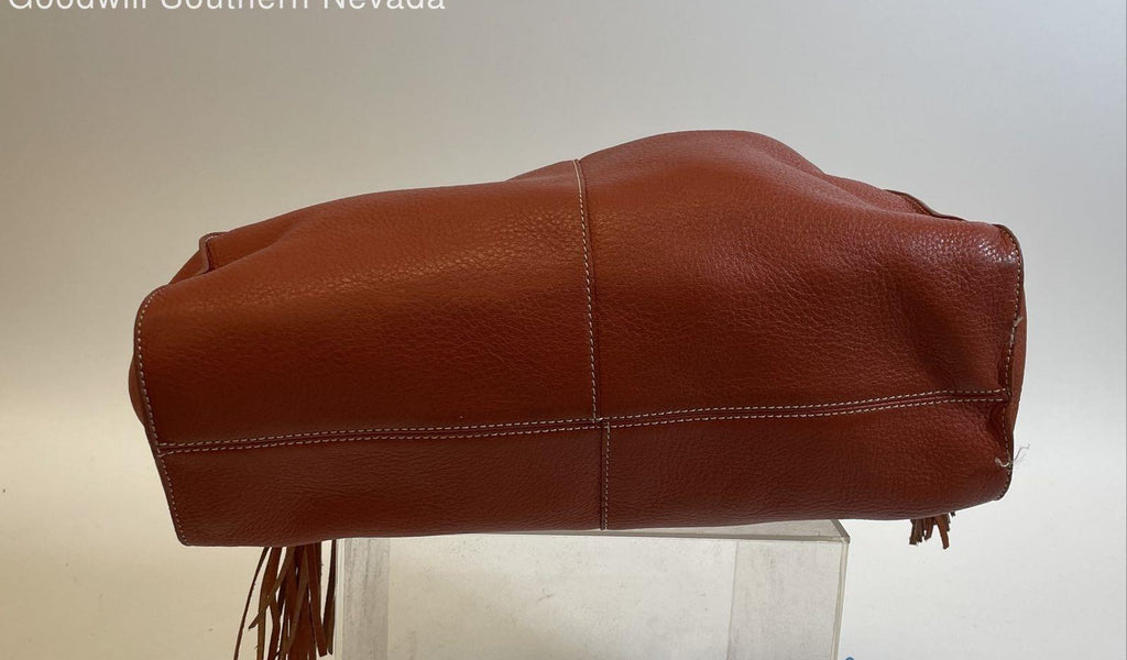 Nordstrom Orange Leather Hobo Bag with Tassel, Pebbled Shoulder Bag in Burnt Orange