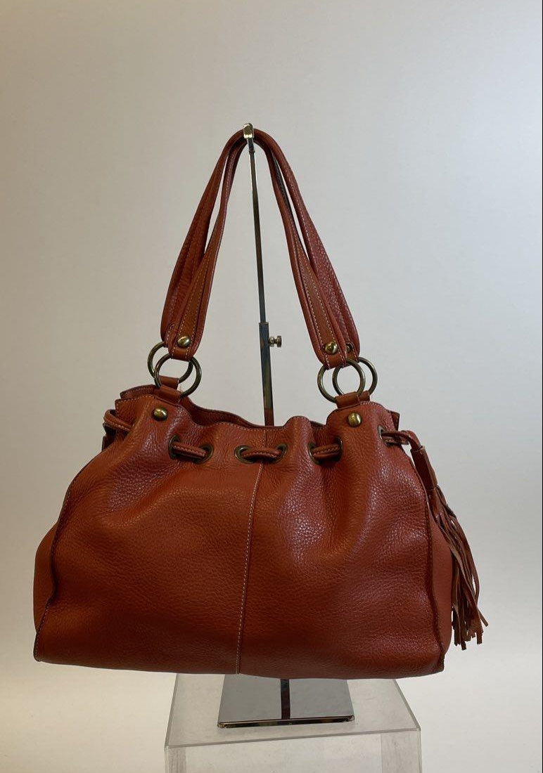 Nordstrom Orange Leather Hobo Bag with Tassel, Pebbled Shoulder Bag in Burnt Orange