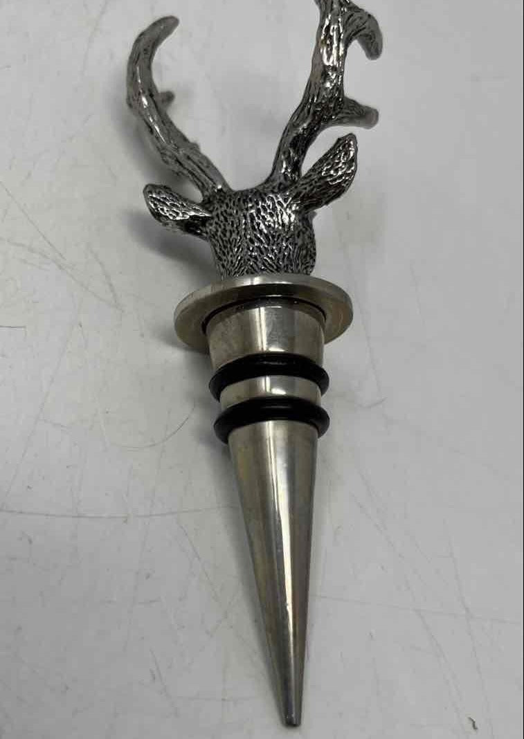 Silver Tone Stag Head Wine Bottle Stopper with Gift Box Barware Bottle Cork