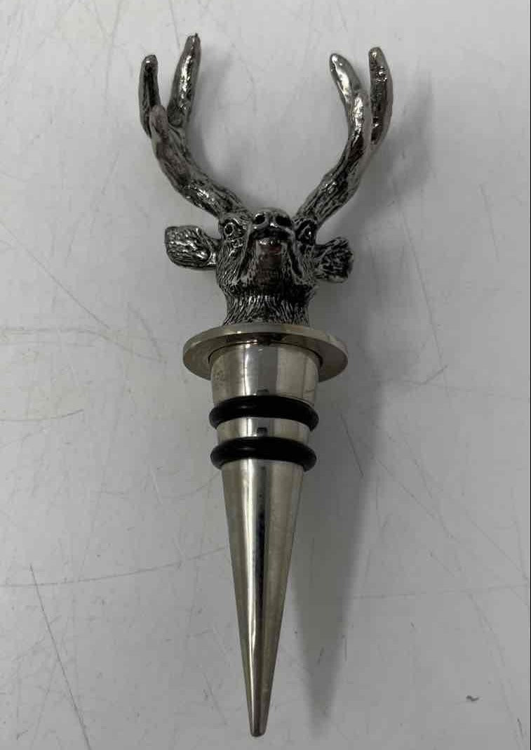 Silver Tone Stag Head Wine Bottle Stopper with Gift Box Barware Bottle Cork