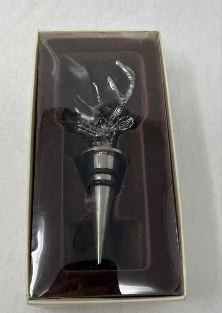 Silver Tone Stag Head Wine Bottle Stopper with Gift Box Barware Bottle Cork