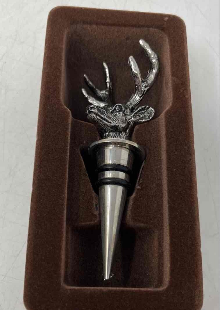 Silver Tone Stag Head Wine Bottle Stopper with Gift Box Barware Bottle Cork
