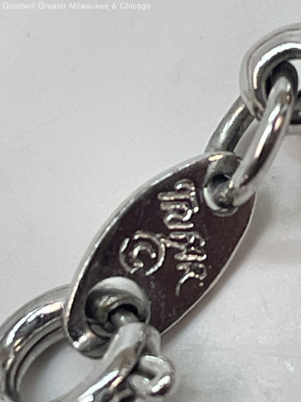Trifari Silver Tone Twisted Rope Chain Bracelet