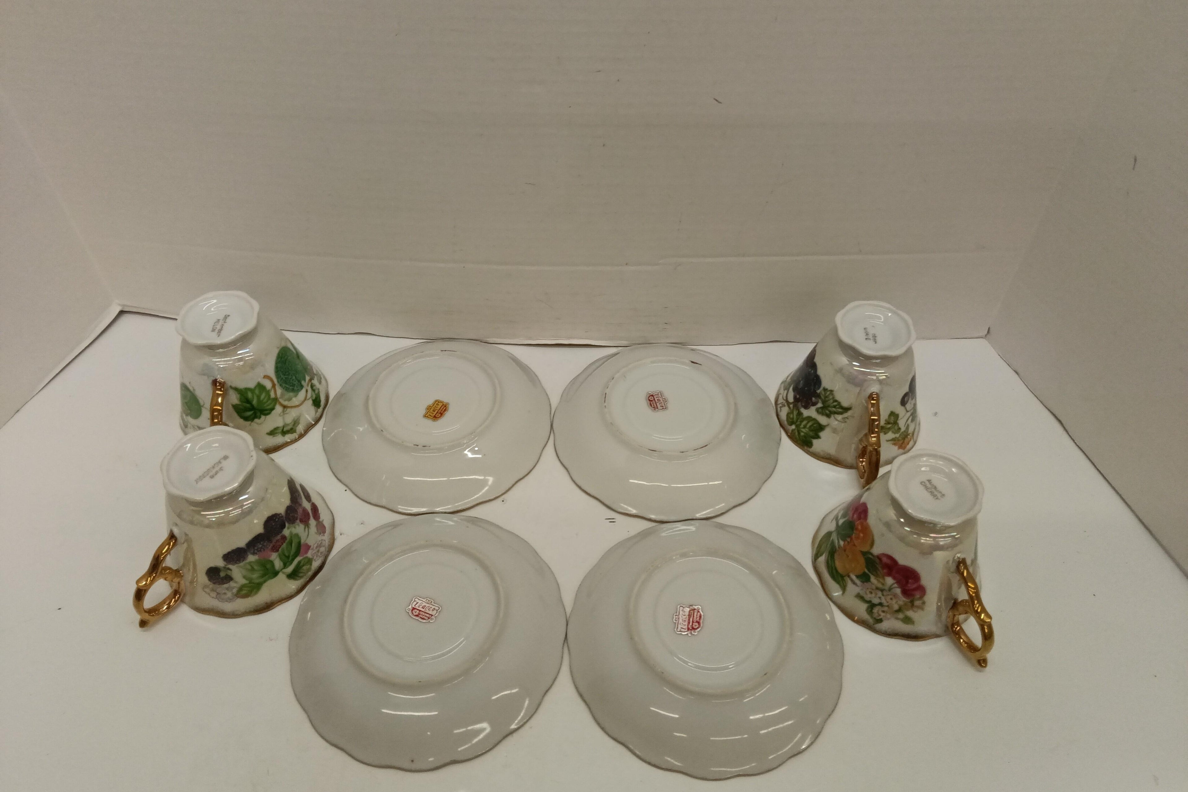 (SOLD) Ucagco Japan Fruit-Themed Tea Cups and Saucers Set of 4
