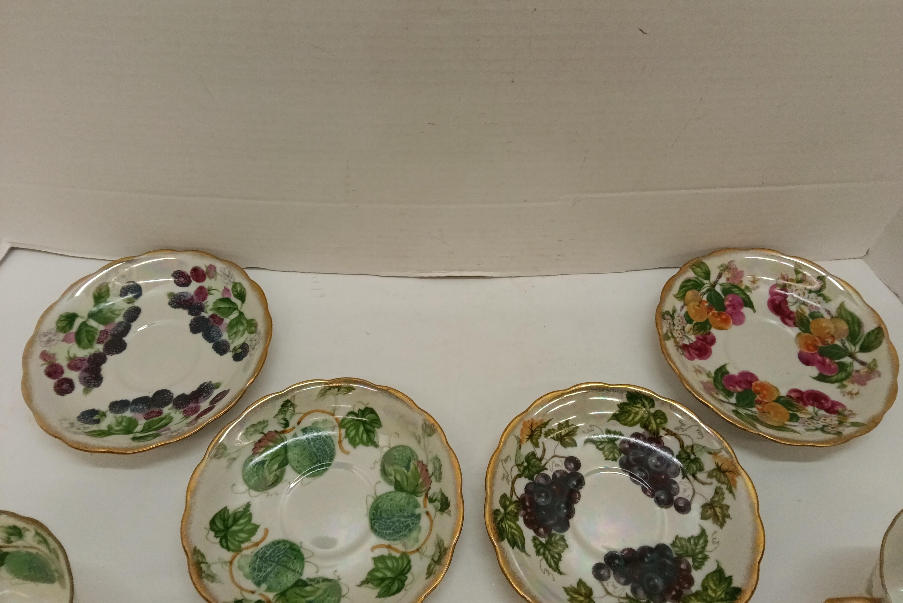 (SOLD) Ucagco Japan Fruit-Themed Tea Cups and Saucers Set of 4