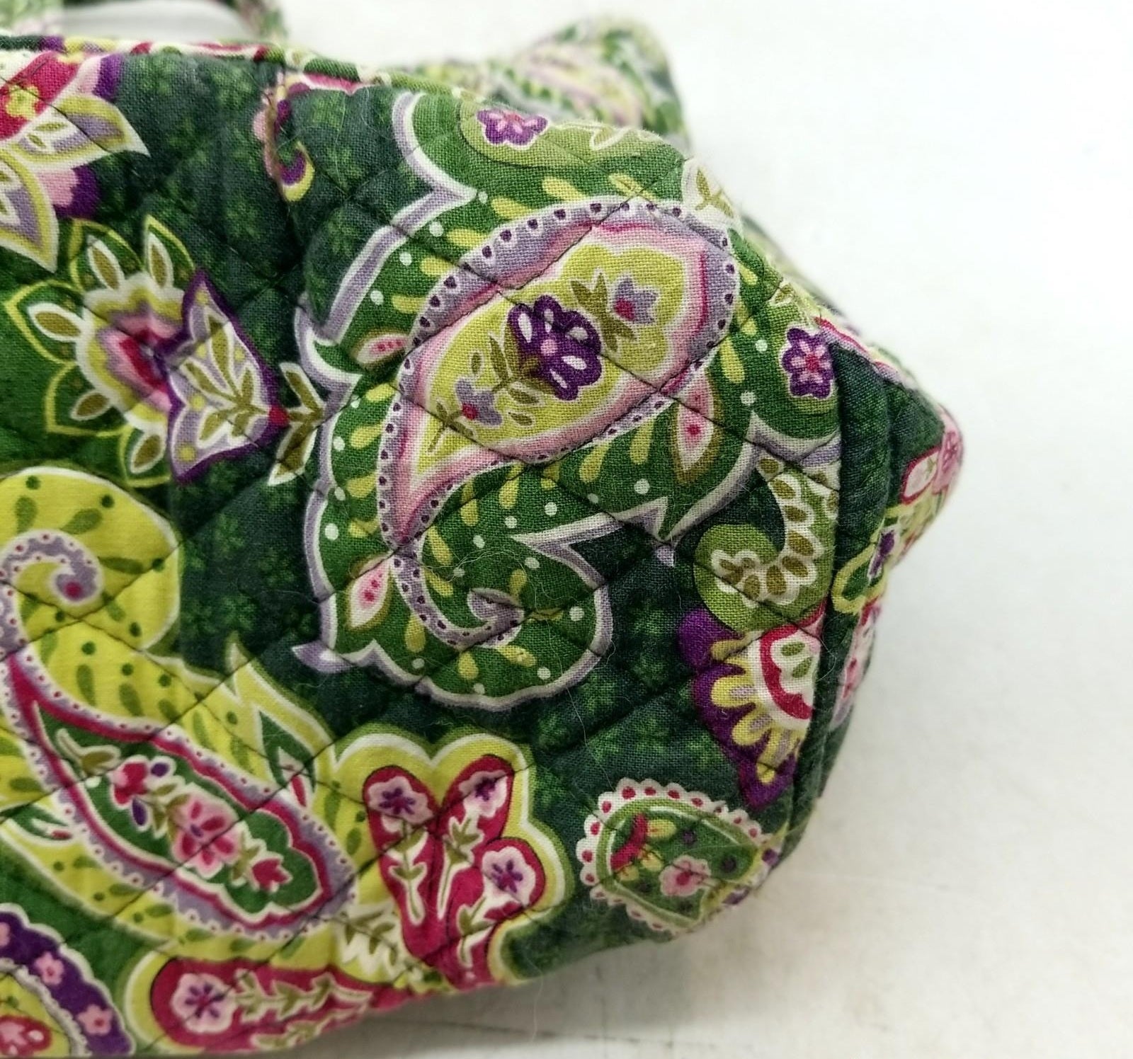 Vera Bradley Quilted Paisley Fabric Shoulder Tote Bag Green Multicolor