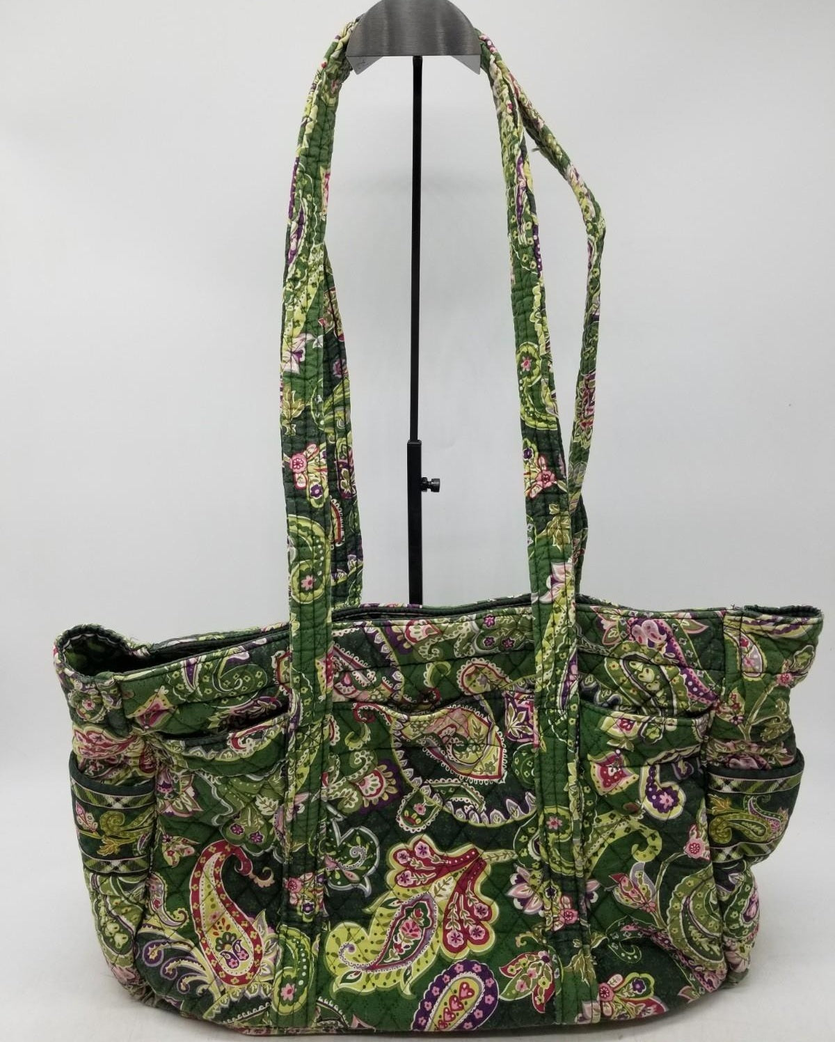 Vera Bradley Quilted Paisley Fabric Shoulder Tote Bag Green Multicolor