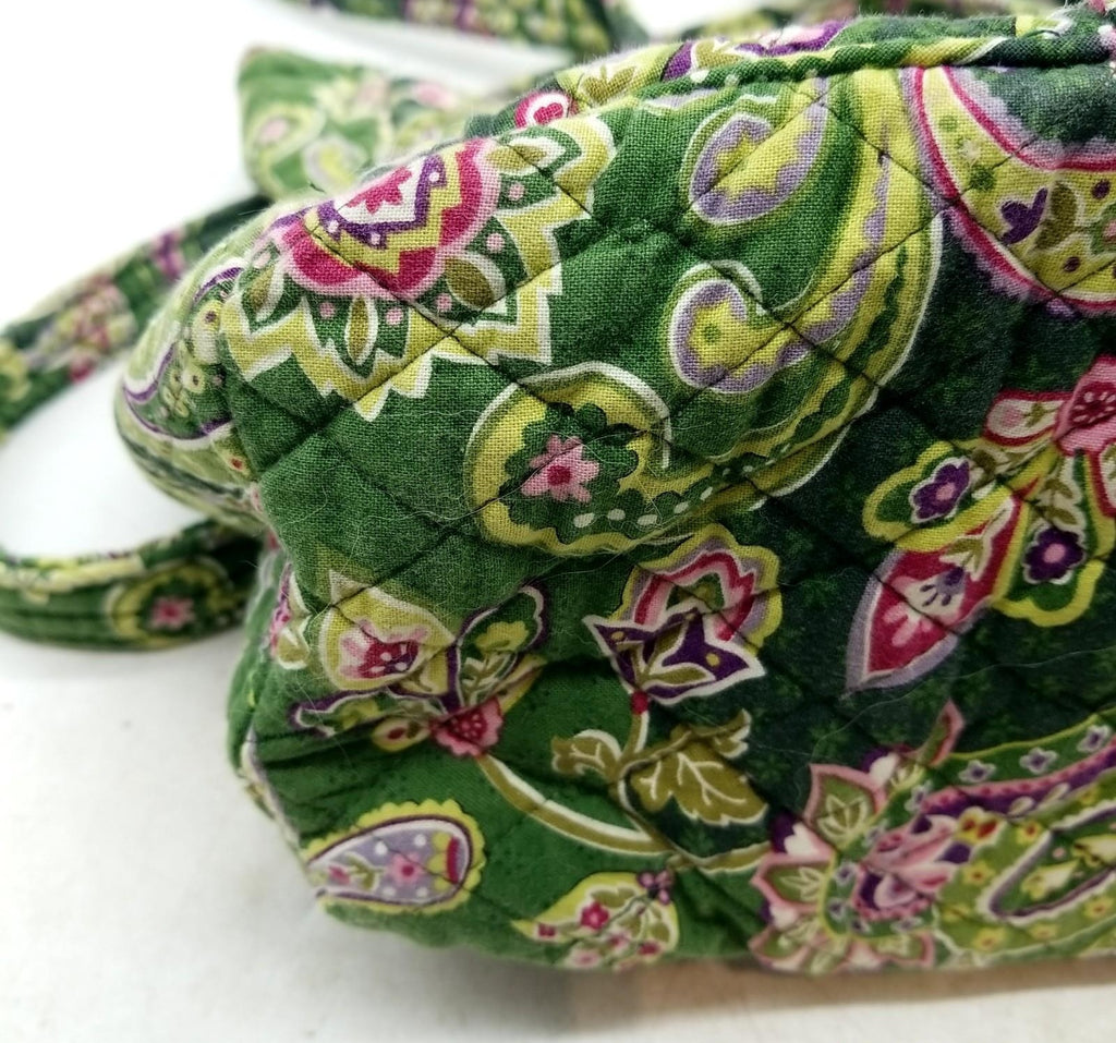 Vera Bradley Quilted Paisley Fabric Shoulder Tote Bag Green Multicolor