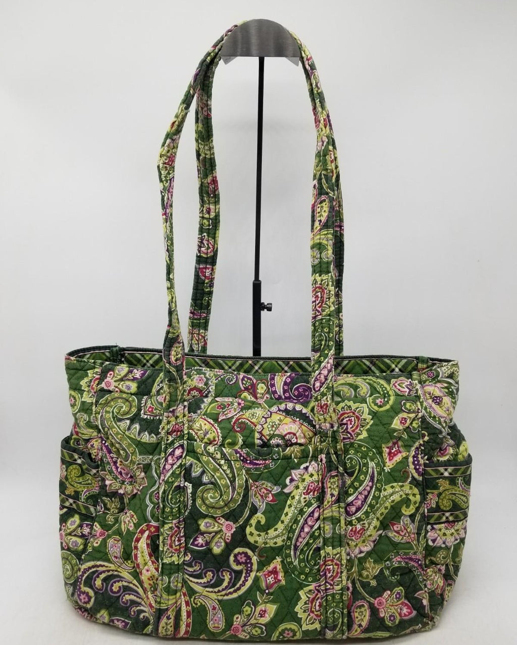 Vera Bradley Quilted Paisley Fabric Shoulder Tote Bag Green Multicolor