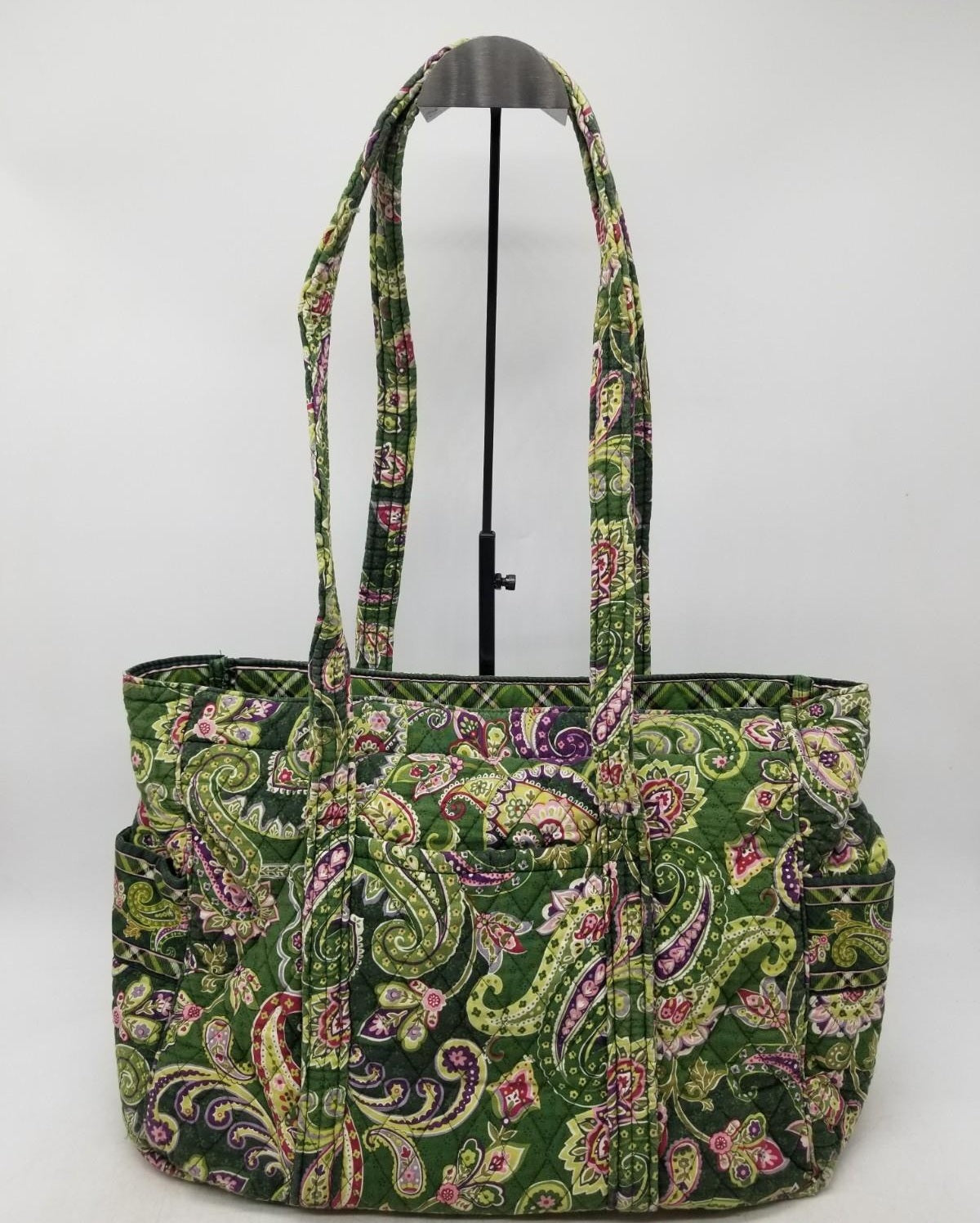Vera Bradley Quilted Paisley Fabric Shoulder Tote Bag Green Multicolor