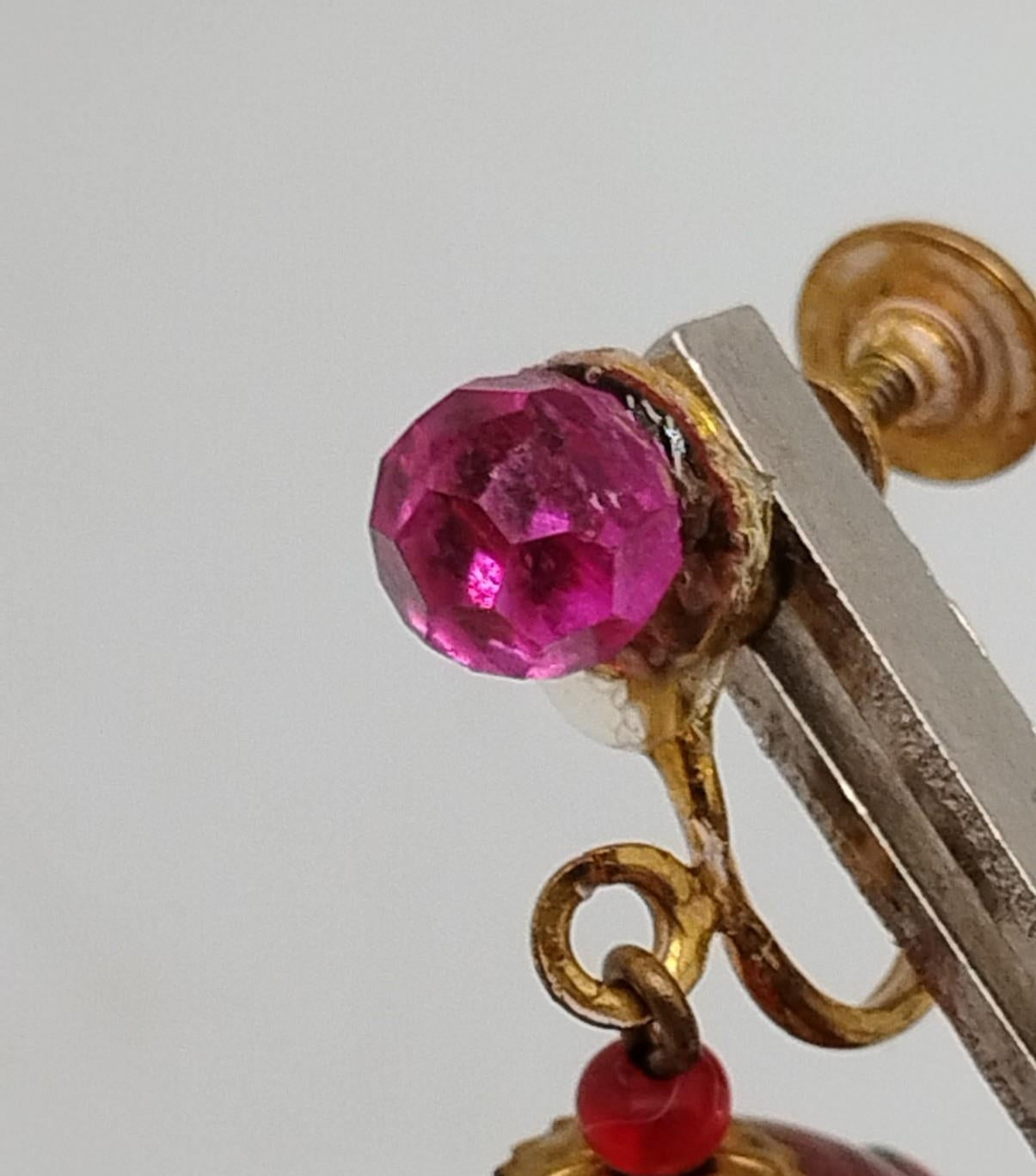 Vintage Fiorato Wedding Cake Glass Dangle Earrings, Colorful Floral Screw Back Earrings