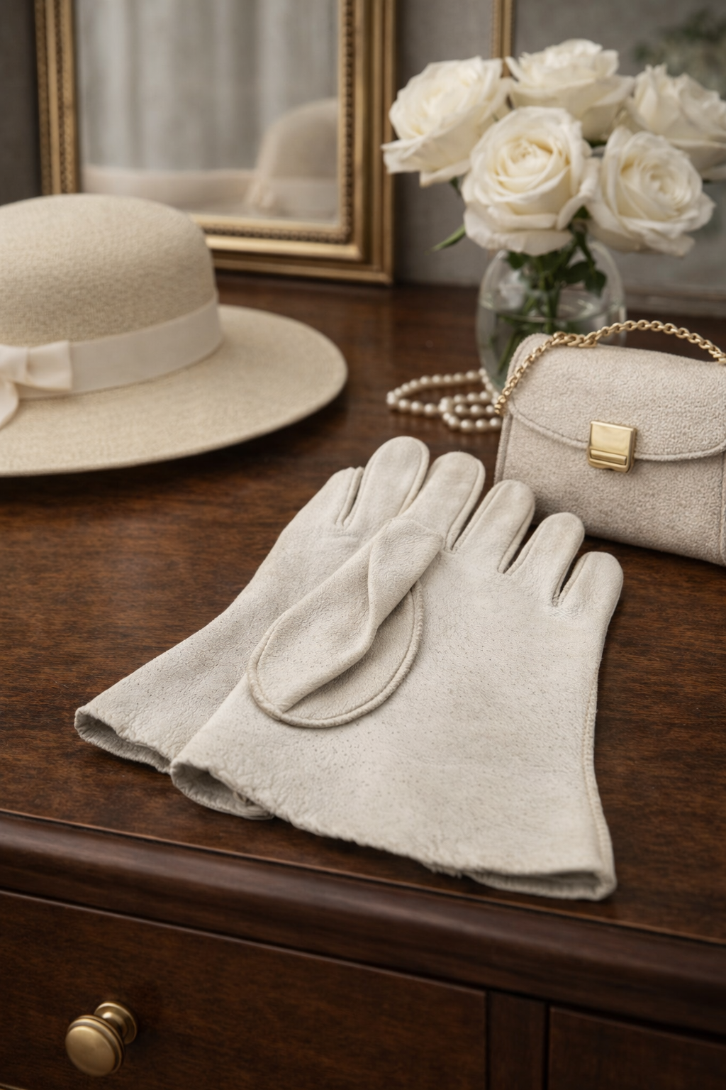 Genuine Deerskin Leather Ladies Gloves size 6 1/2