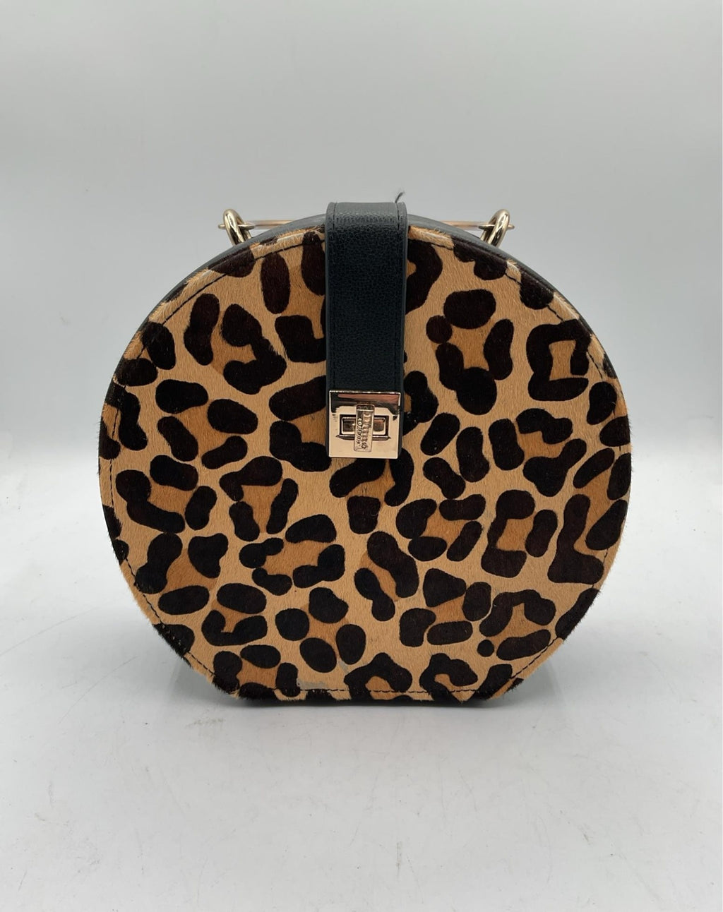 Dune London Circular Leopard Print Handbag Black Strap Round Crossbody Purse