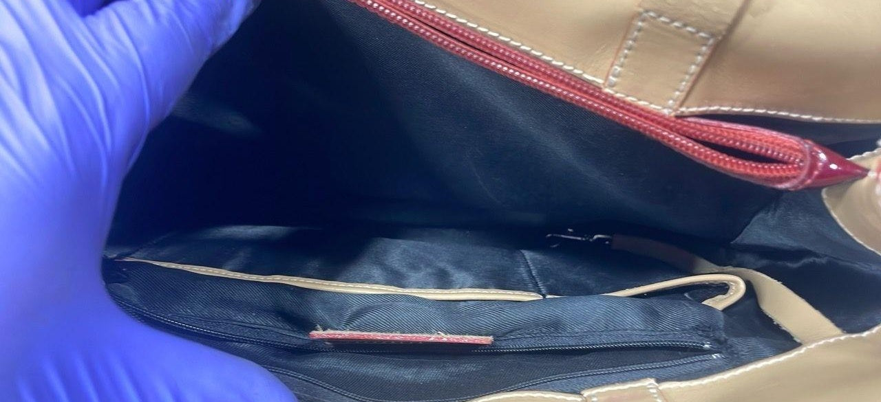 Arcadia Burgundy Patent Tote Handbag