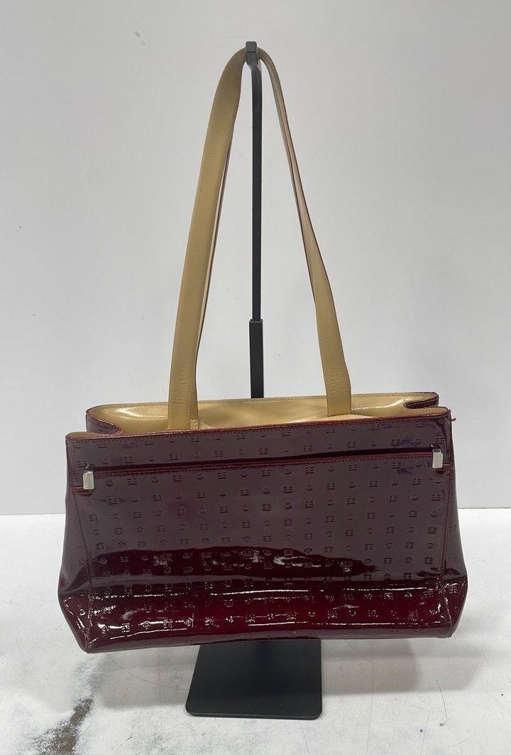 Arcadia Burgundy Patent Tote Handbag