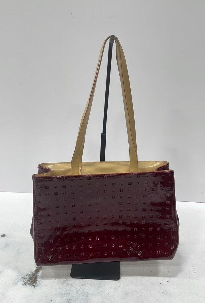 Arcadia Burgundy Patent Tote Handbag