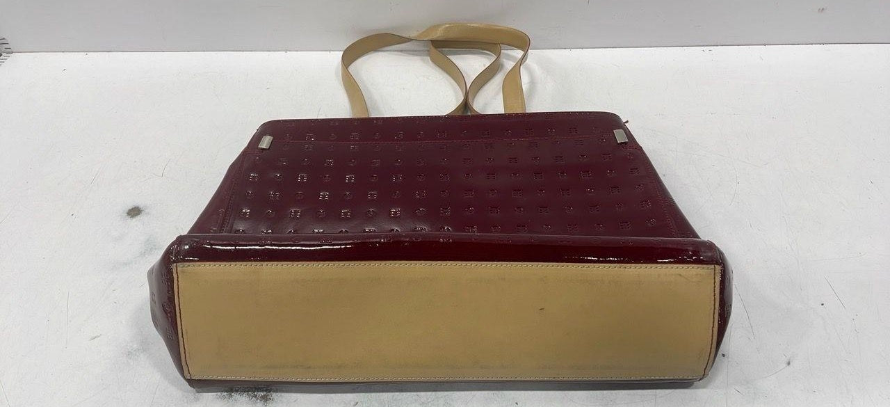 Arcadia Burgundy Patent Tote Handbag