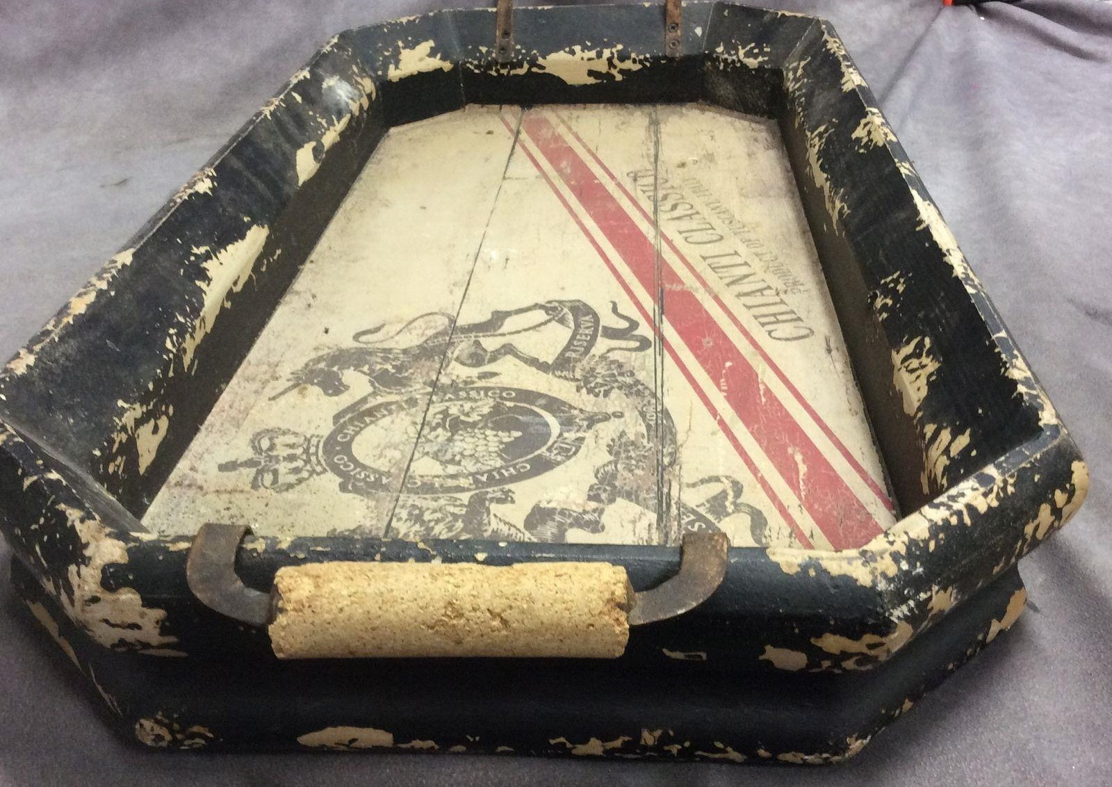 Vintage Chianti Classico Rustic Double Handle Serving Tray, Italian Wine Bar Decor