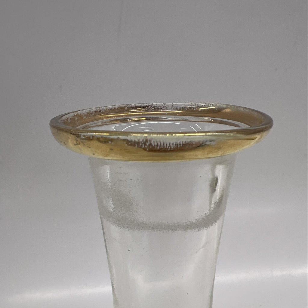 Glass Decanter with Gold Accent Bands and Stopper