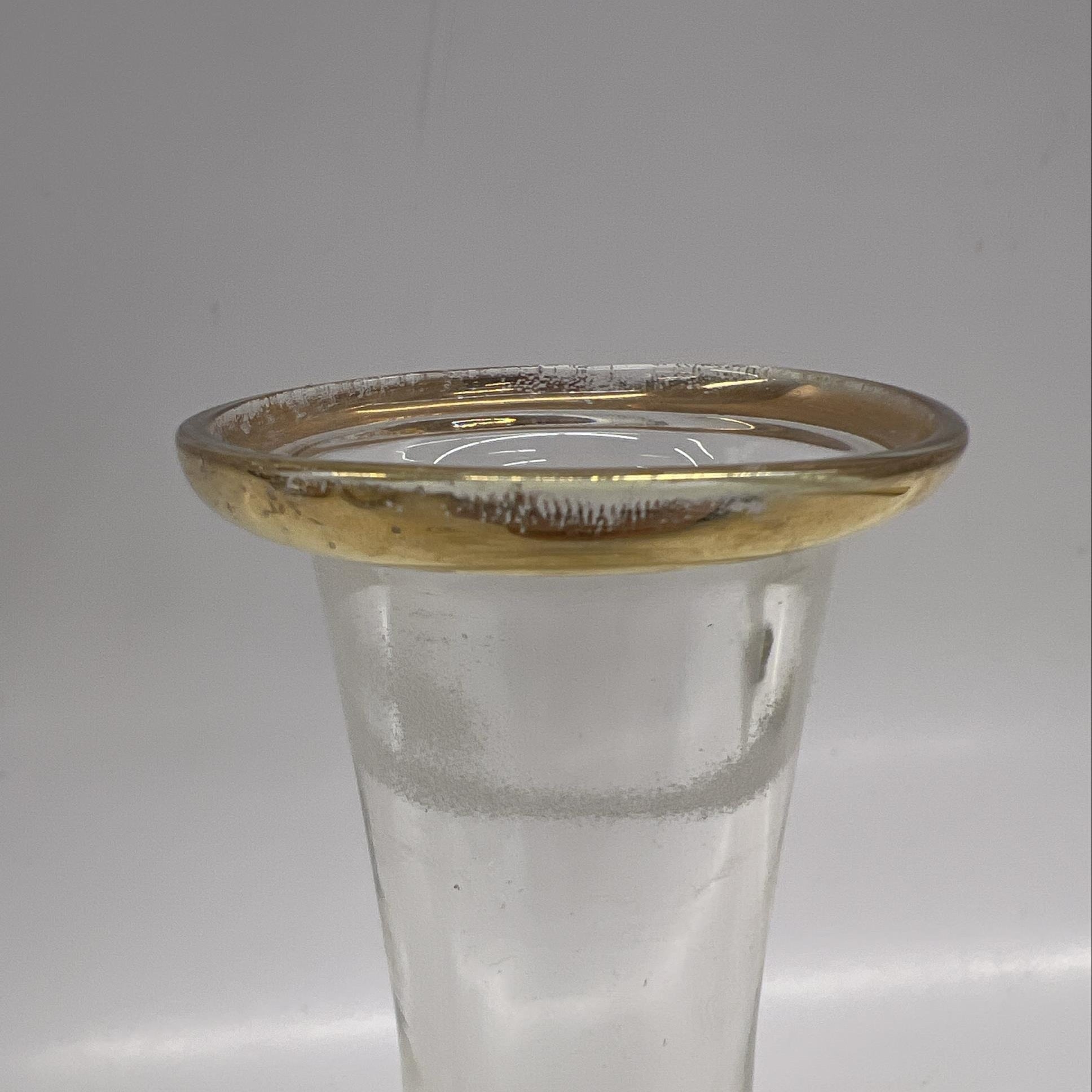 Glass Decanter with Gold Accent Bands and Stopper