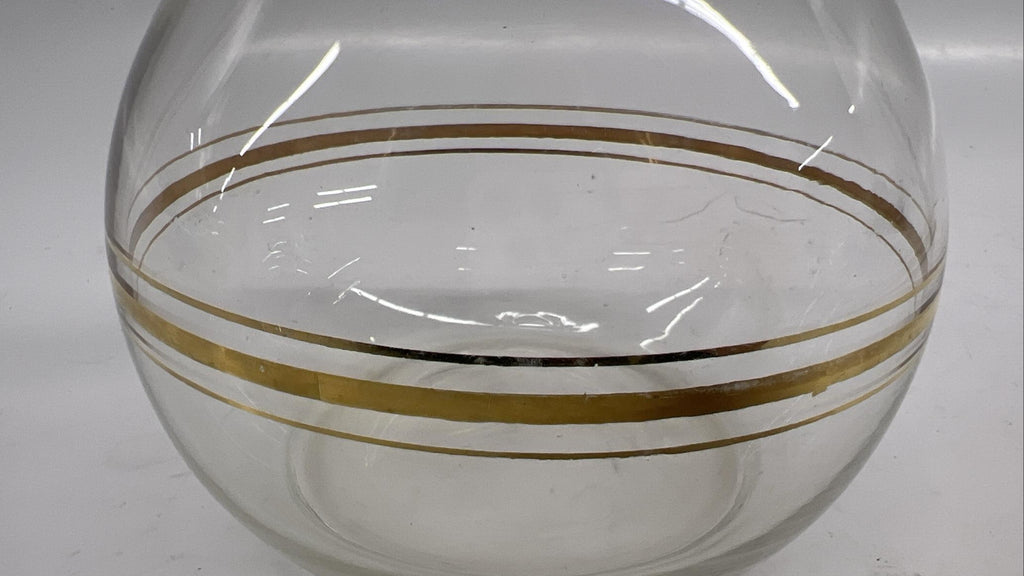 Glass Decanter with Gold Accent Bands and Stopper