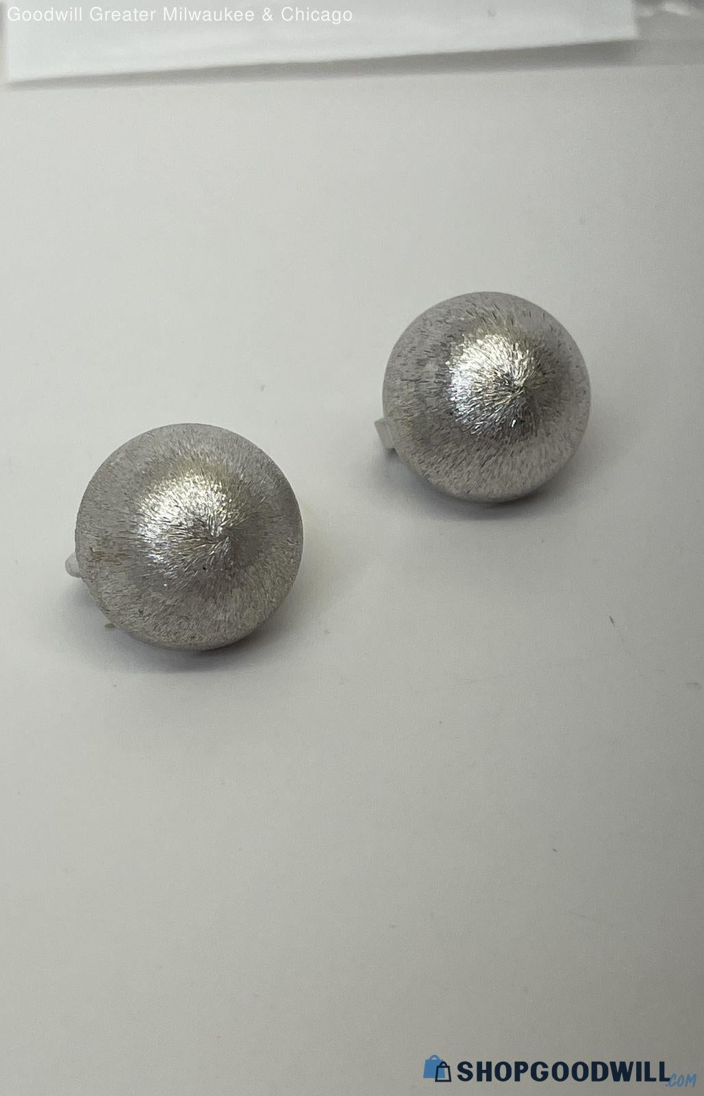 Vintage Crown Trifari Silver Tone Smooth Clip-On Earrings, 9.9g