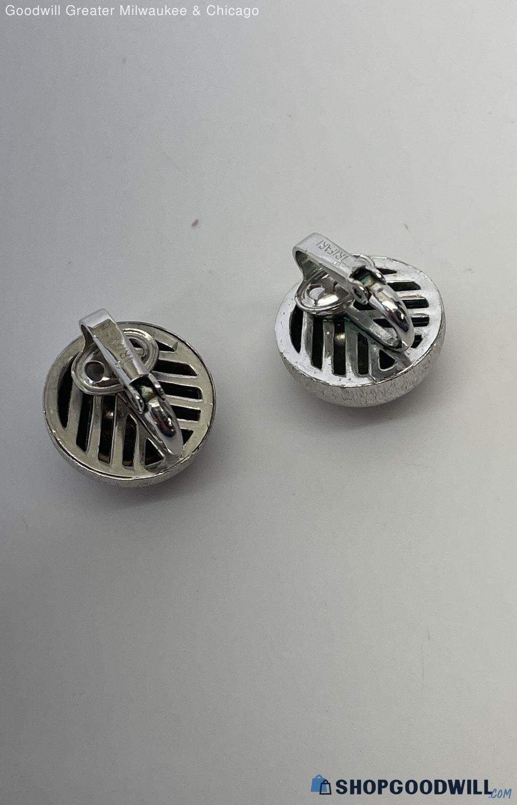 Vintage Crown Trifari Silver Tone Smooth Clip-On Earrings, 9.9g