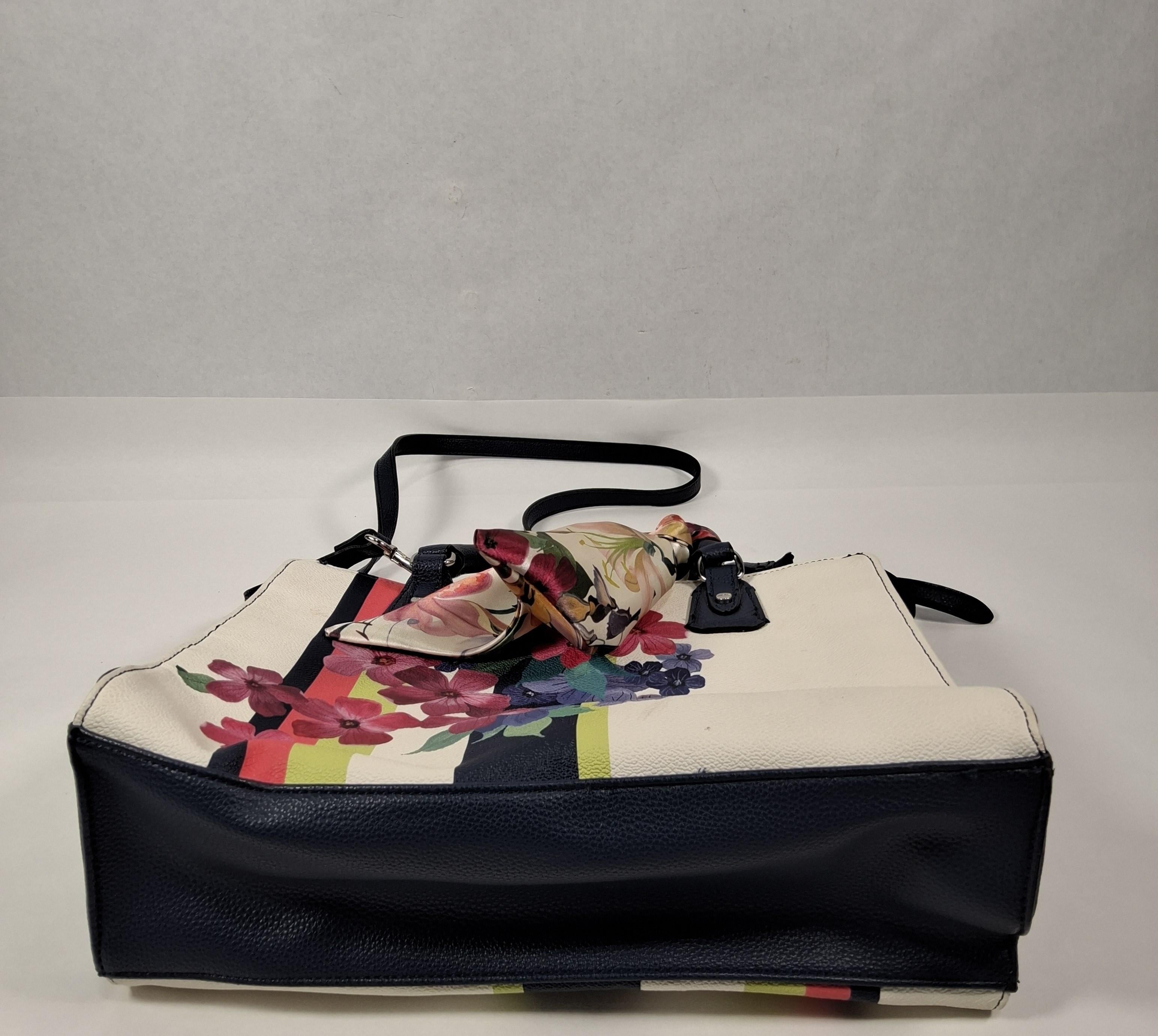 Dana Buchman Floral Tote Bag with Adjustable Strap Colorful Shopper Handbag