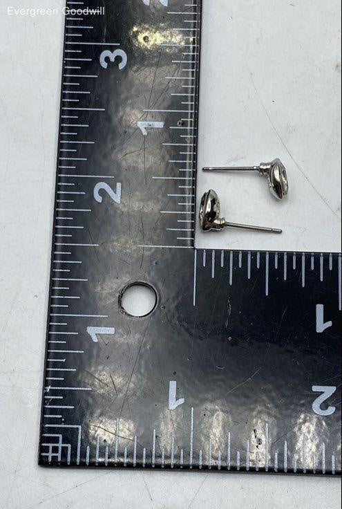 Givenchy White Marquise Rhinestone Silver Tone Stud Earrings