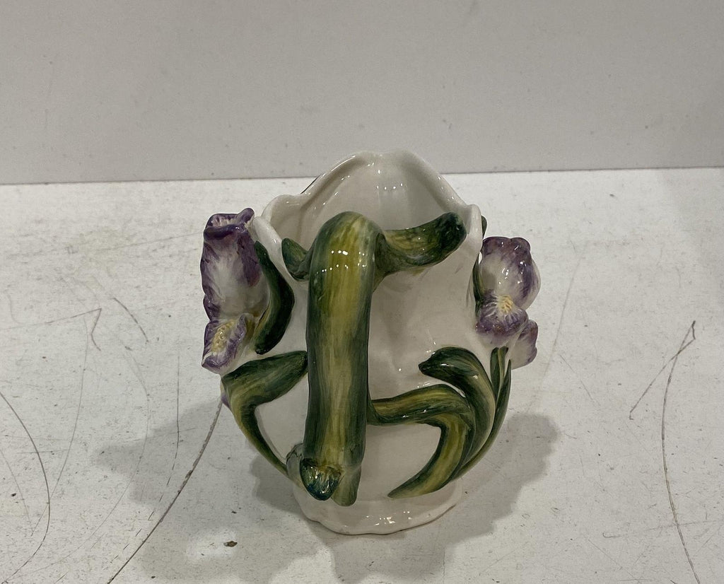 Kaldun & Bogle White Ceramic Creamer with Iris Floral Design