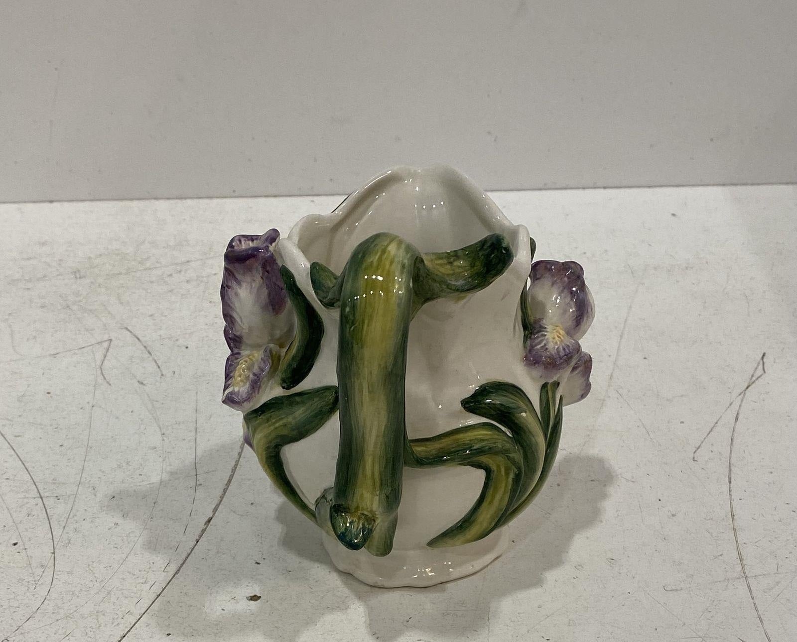 Kaldun & Bogle White Ceramic Creamer with Iris Floral Design