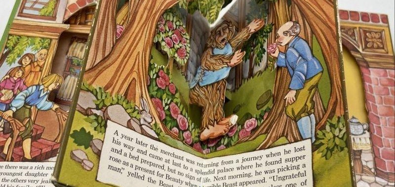Beauty and the Beast Carousel Pop-Up Book | Price Stern Sloan | Complete with Original Ribbon
