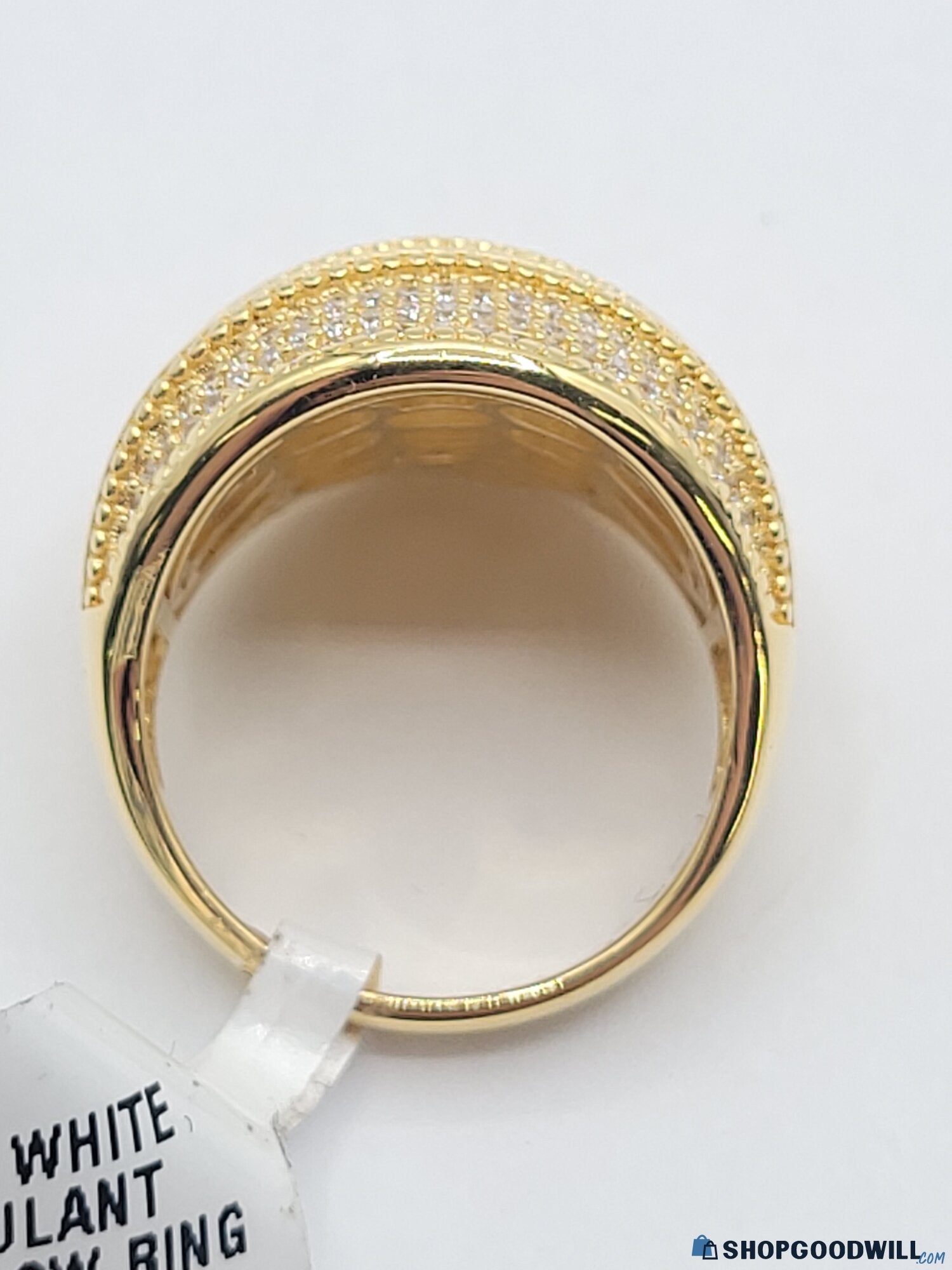 YGI Sterling Silver Gold Tone CZ Dome Statement Ring Size 7