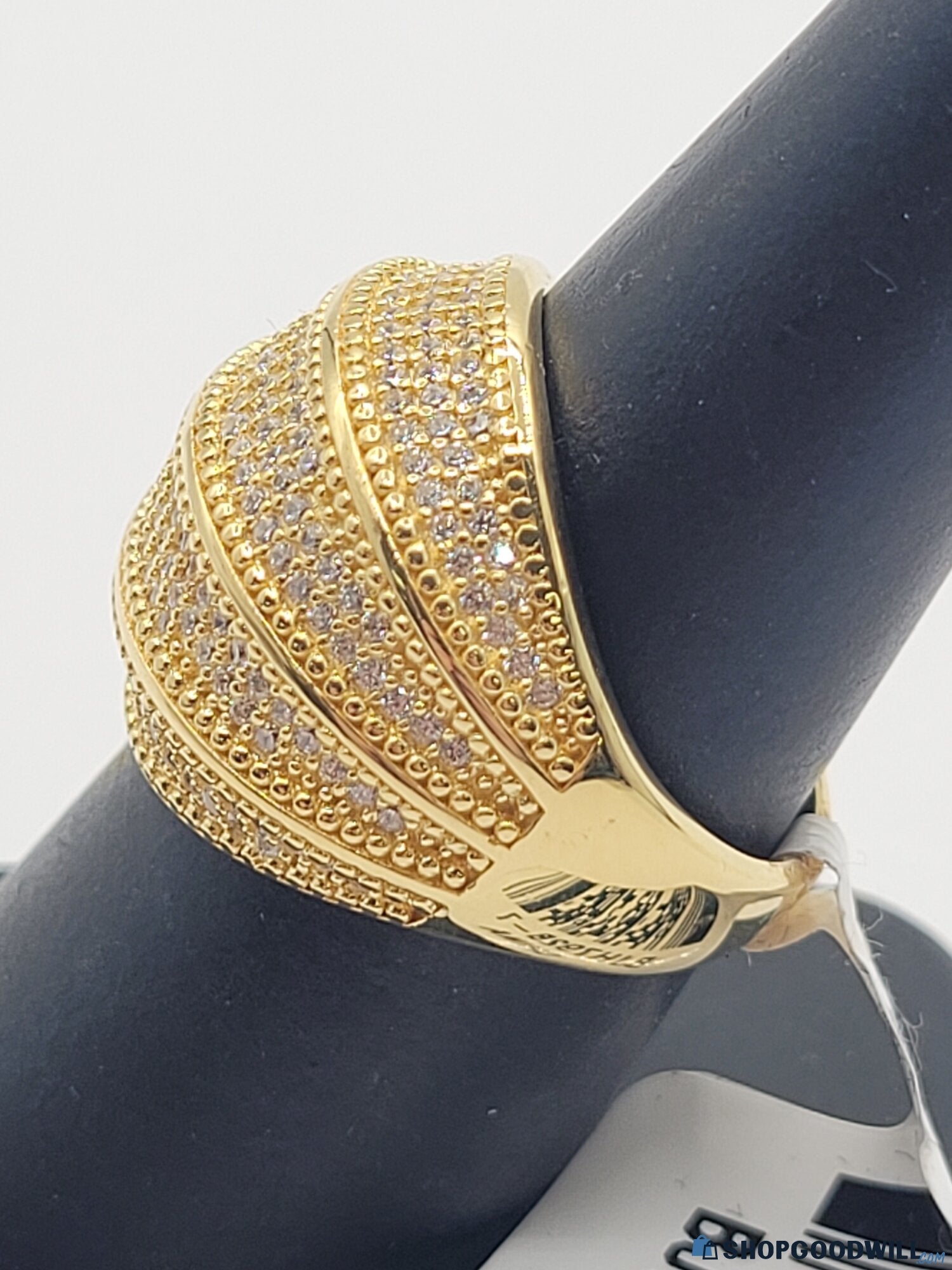 YGI Sterling Silver Gold Tone CZ Dome Statement Ring Size 7