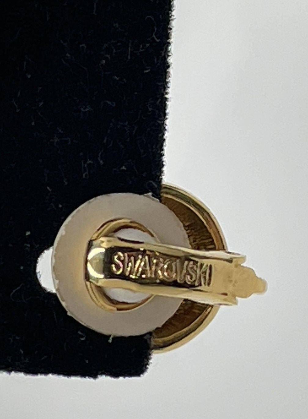 Vintage Swarovski Gold Tone Pavé Crystal Button Stud Earrings