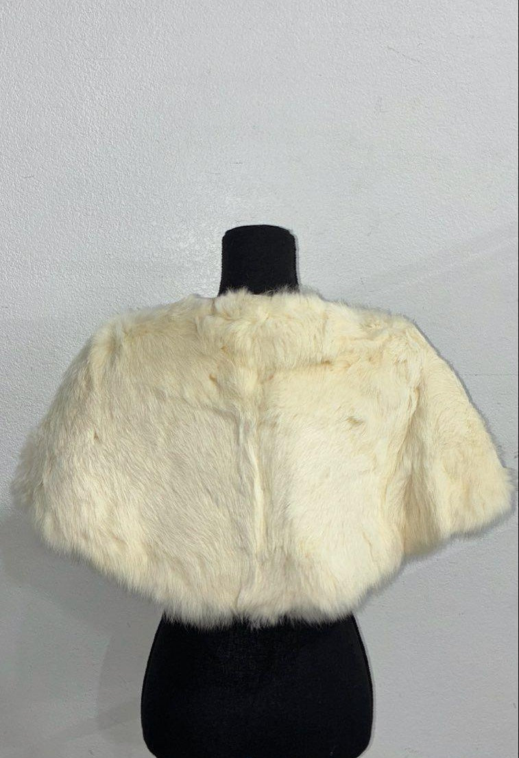 Women's Vintage Off White Real Fur Ladies Stole