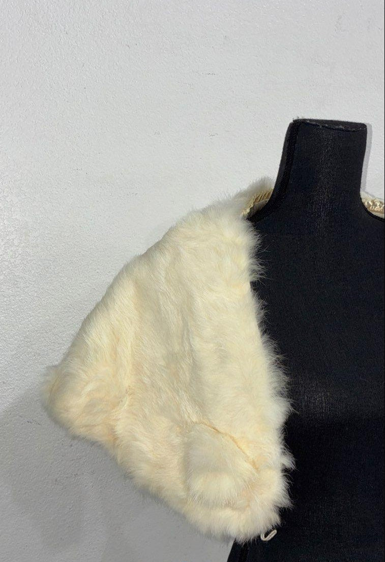 Women's Vintage Off White Real Fur Ladies Stole