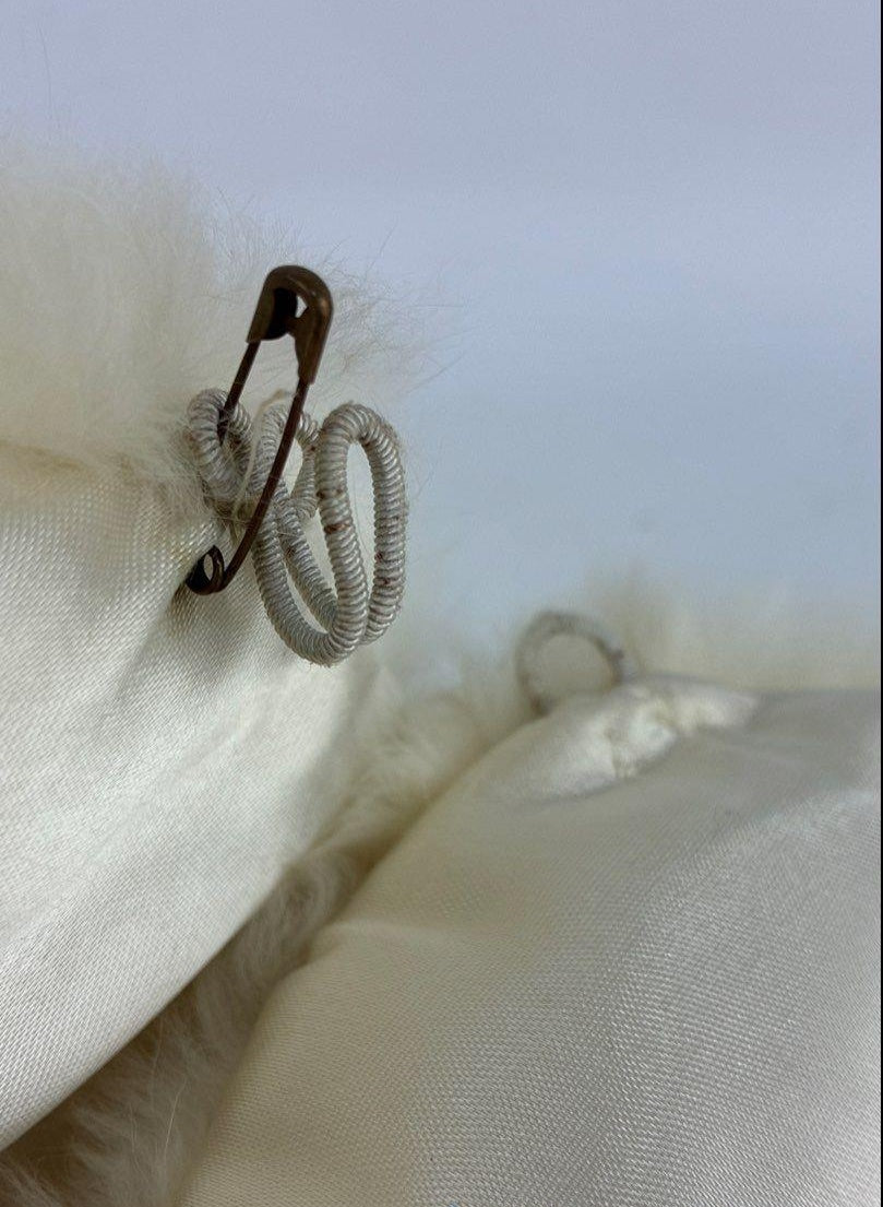 Women's Vintage Off White Real Fur Ladies Stole