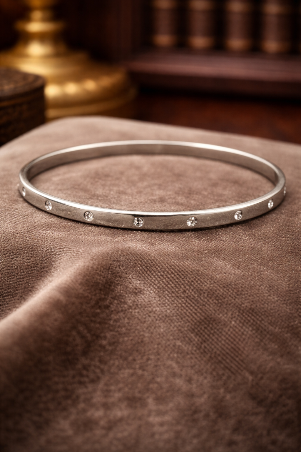 Swarovski Crystal Bangle Bracelet Silver Tone Minimalist Station Set Rhinestone Slim Stackable Elegant Jewelry