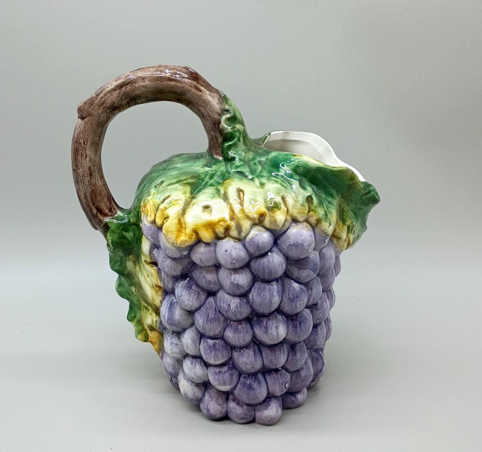 Bassano Italy Ceramic Grape Cluster Pitcher, Purple