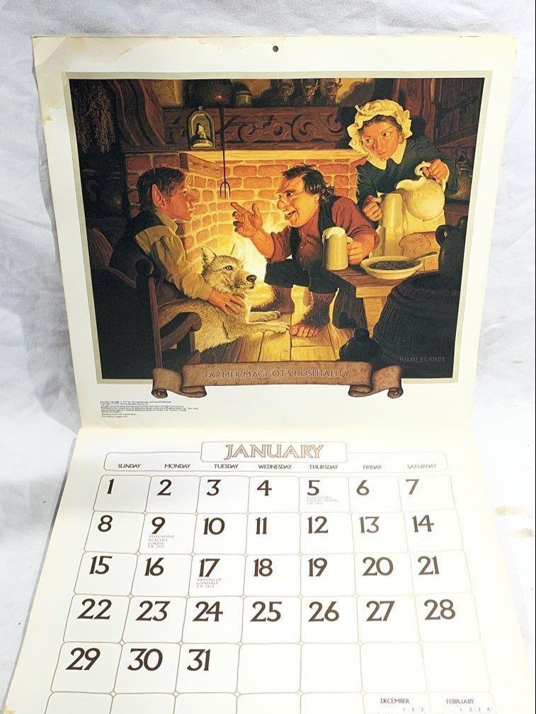 1978 J.R.R. Tolkien Calendar | Vintage Ballantine Lord of the Rings Hobbit Illustrated Calendar