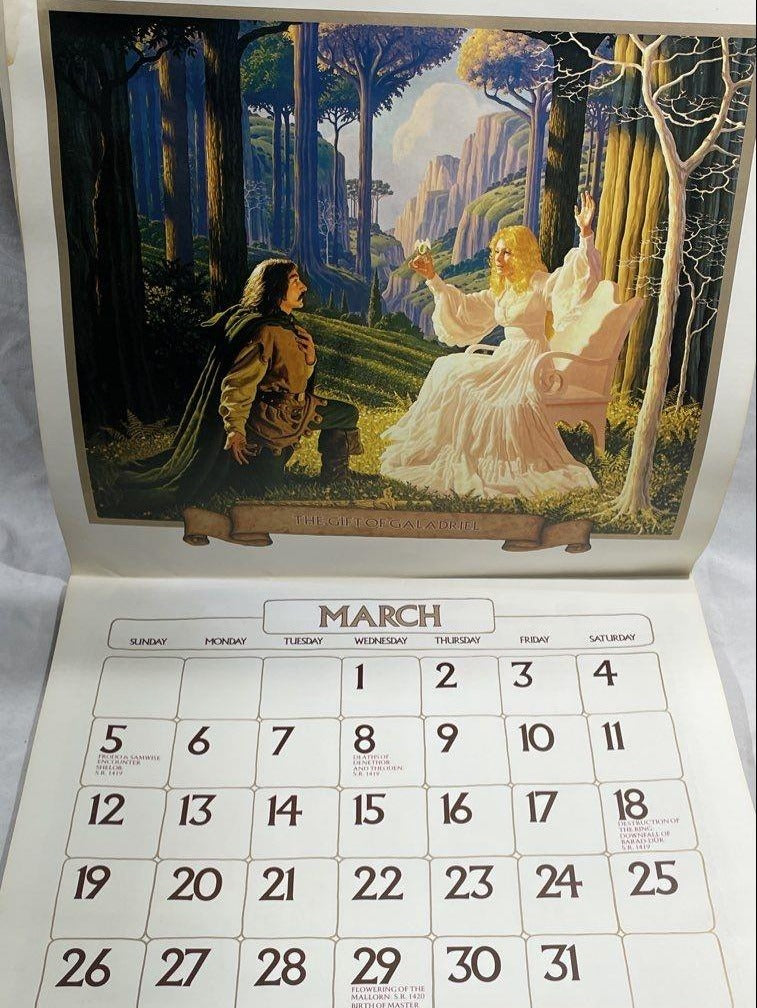 1978 J.R.R. Tolkien Calendar | Vintage Ballantine Lord of the Rings Hobbit Illustrated Calendar