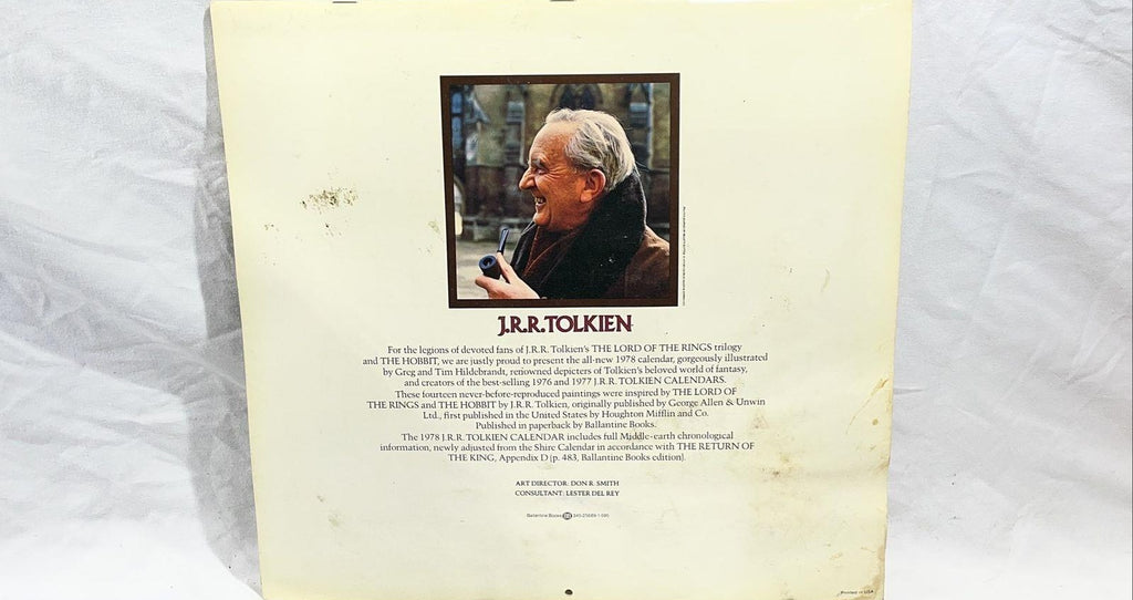 1978 J.R.R. Tolkien Calendar | Vintage Ballantine Lord of the Rings Hobbit Illustrated Calendar