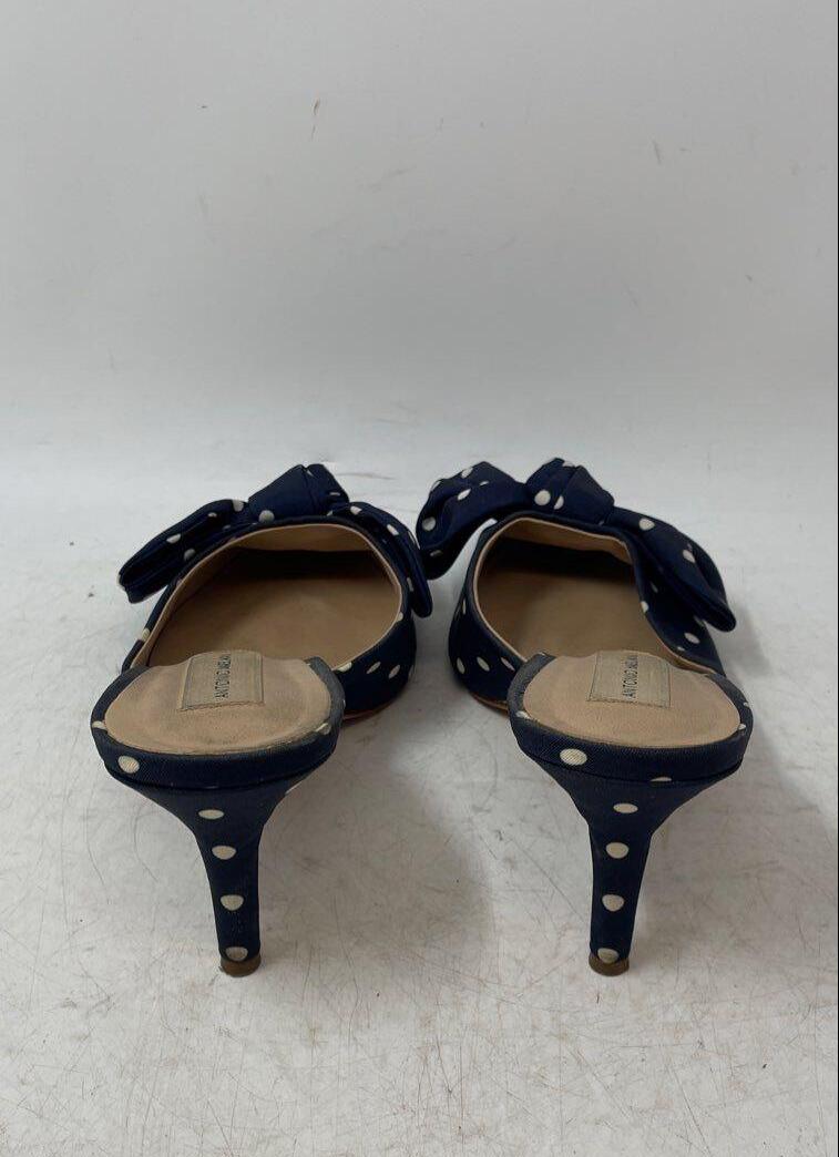 Antonio Melani Womens Blue Polka Dot Slip-On Pointed Toe Mule Heels Size 9