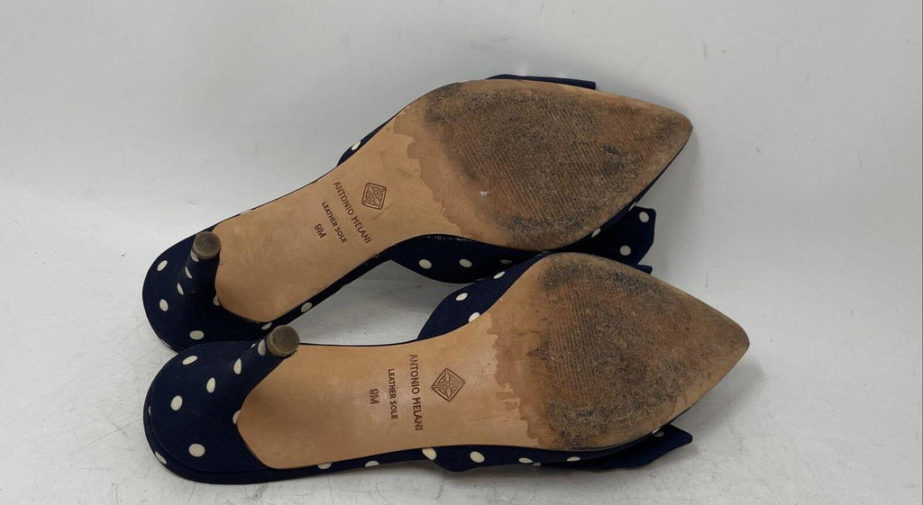 Antonio Melani Womens Blue Polka Dot Slip-On Pointed Toe Mule Heels Size 9