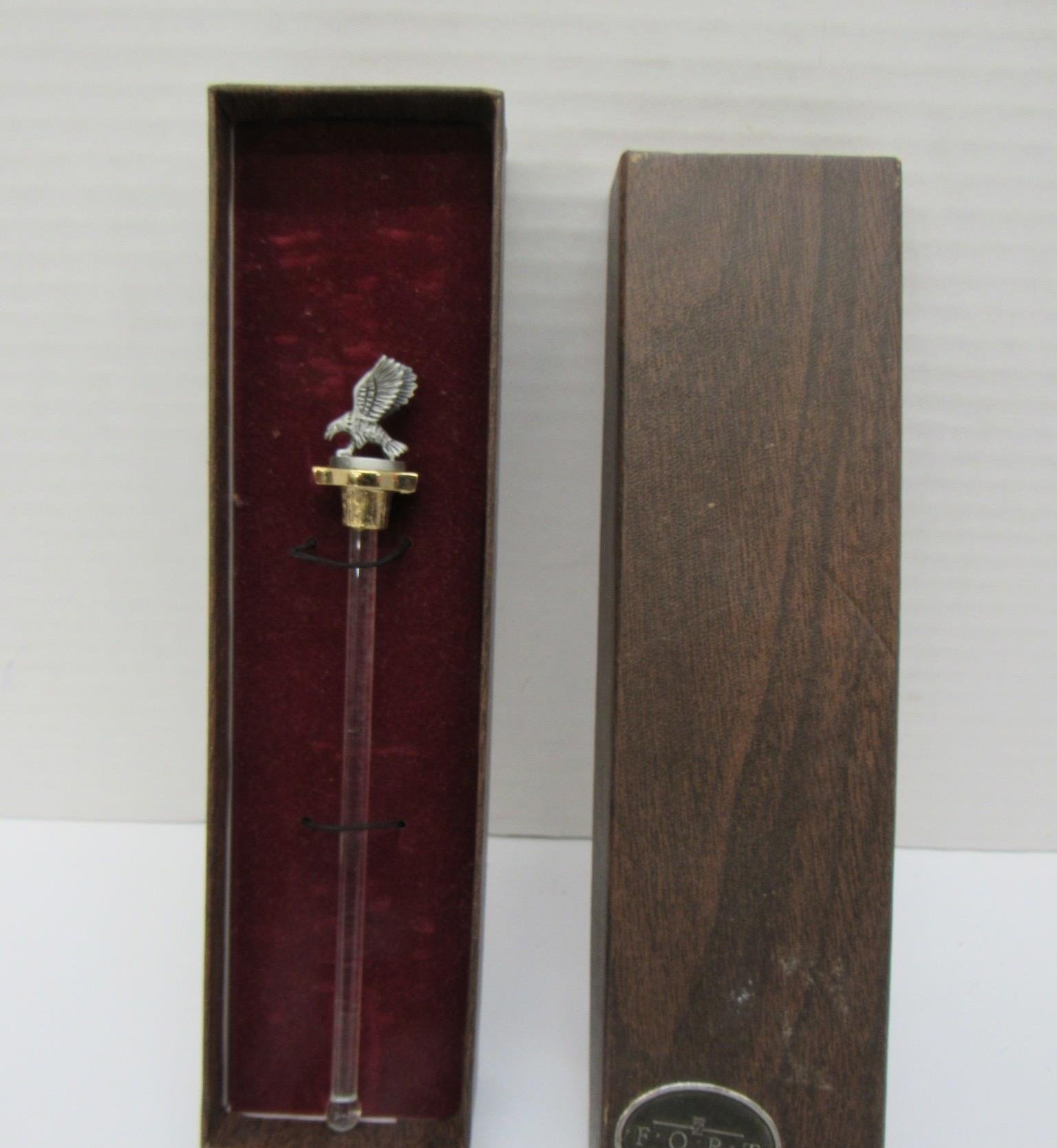 FORT Pewter and Crystal Eagle Drink Stir Stick