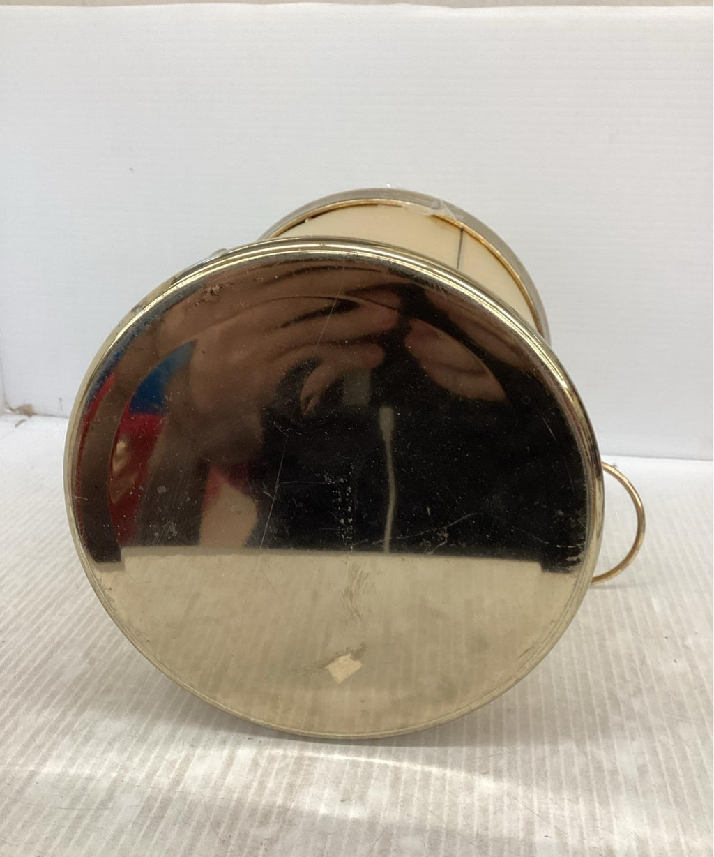 Gold-Tone Ice Bucket with Handle and Decorative Lid