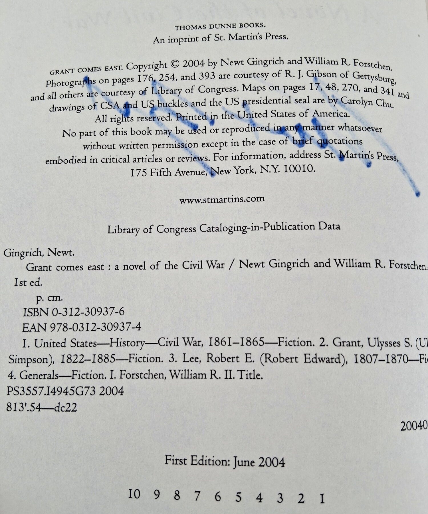 Grant Comes East by Newt Gingrich and William R. Forstchen Signed First Edition