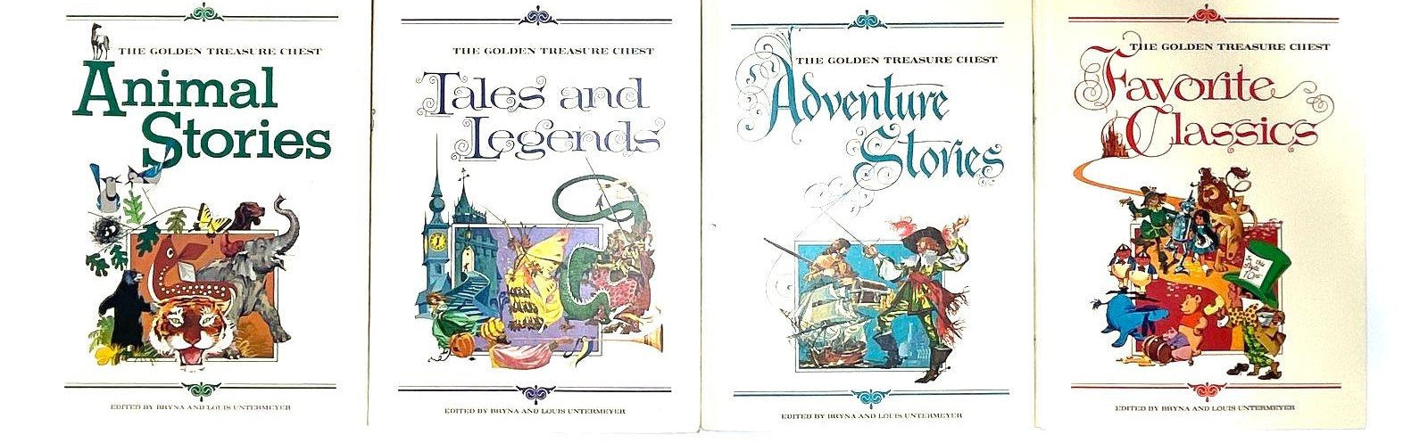 Vintage 1968 The Golden Treasure Chest 4 Book Collection Slipcase Golden Press