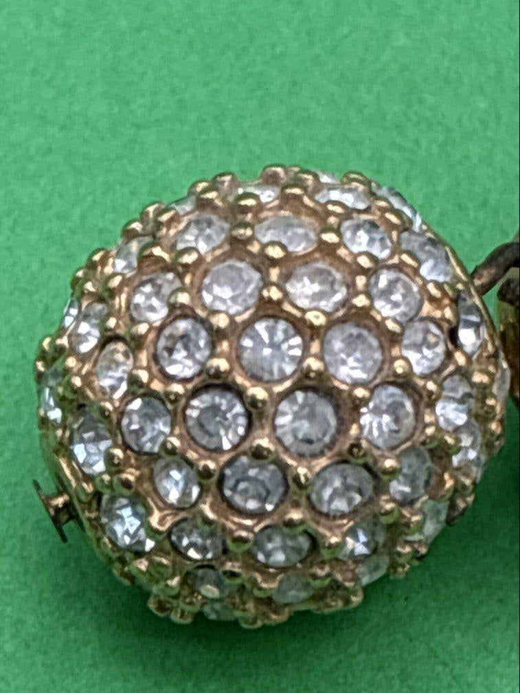 Swarovski Gold Tone Pavé Crystal Button Earrings | Signed Vintage Designer Stud Earrings